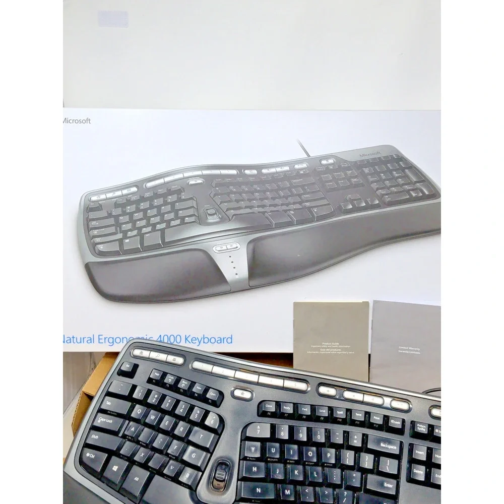 Microsoft Natural Ergonomic USB Keyboard 4000 V1.0 w/ Riser Tested & WORKS!